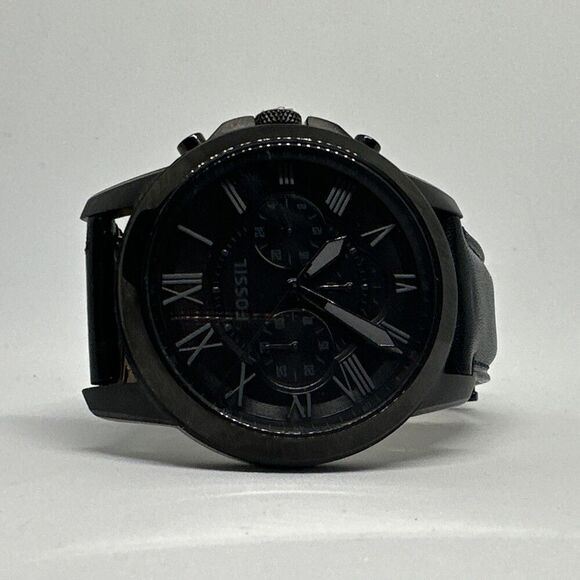 men-s-fossil-grant-chronograph  Fossil Grant FS5147 Men Black Leather Strap Analog Dial Quartz Wristwatch HME505